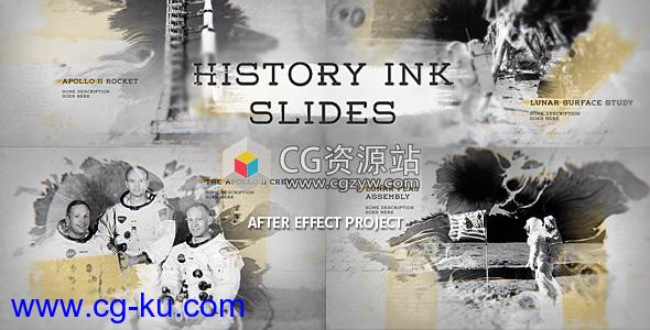 AE模板-历史水墨幻灯片图片展示片头 History Ink Slides的图片1