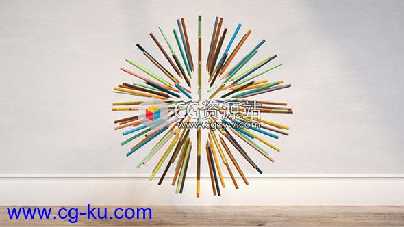 C4D铅笔抽象球Cloner效果器教程+工程文件Cinema 4D – Abstract Ball of Pencils using the Cloner Effector Tutorial的图片1