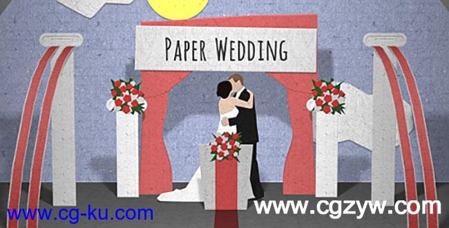 AE模板－剪纸翻页风格婚礼开幕视频相册动画模板Paper Wedding Opening的图片1