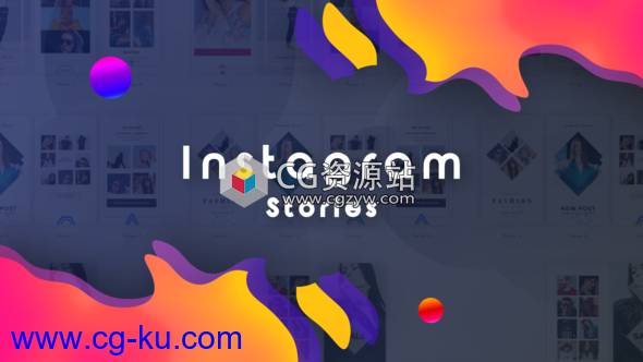 AE模板-手机照片墙社交媒体故事包装片头Instagram Stories的图片1