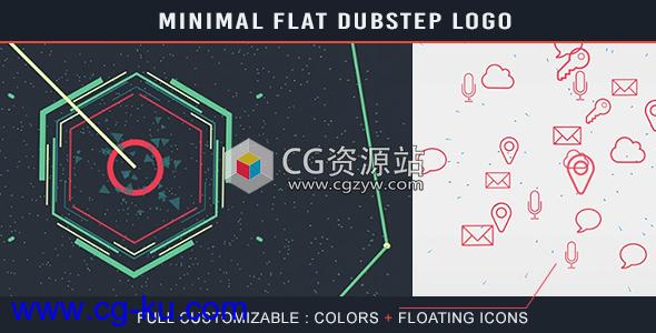 AE模板-线条缩进六角形图形扁平化Logo动画 Minimal Flat Dubstep Logo的图片1