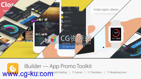 AE模板-苹果设备解释器扁平化手机APP手势动画 iBuilder – App Promo Toolkit的图片1