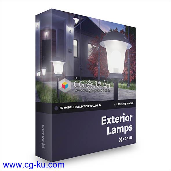 室外路灯小型落地灯壁灯吊灯3D模型 CGAxis – Exterior Lamps 3D Models Collection – Volume 94的图片1