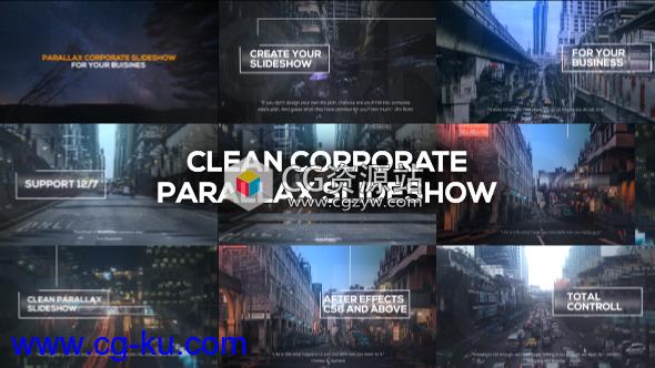 AE模板-公司企业简洁图形视差文字标题开场 Clean Corporate Parallax Slideshow的图片1