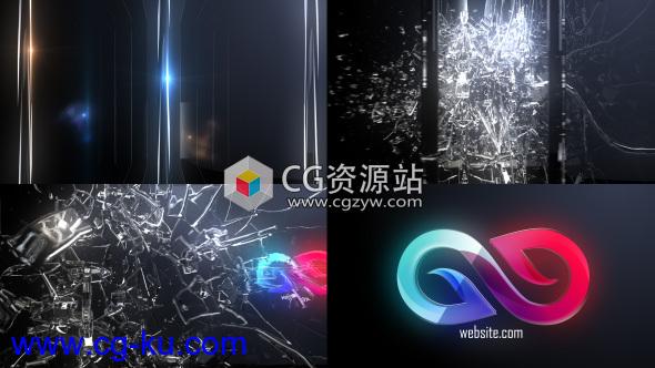 AE模板-抽象玻璃反射破碎Logo动画 Abstract Glass Shatter Logo Opener的图片1