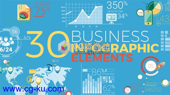 AE模板-30组业务信息图表元素CON图标动画 30 Business Infographic Elements的图片1