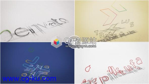 AE模板-3D标志建筑企业设计绘制素描logo动画Sketch Logo Build的图片1