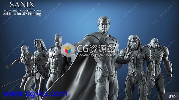 正义联盟高精度3D模型Justice League – 6 characters for 3D Printing的图片1