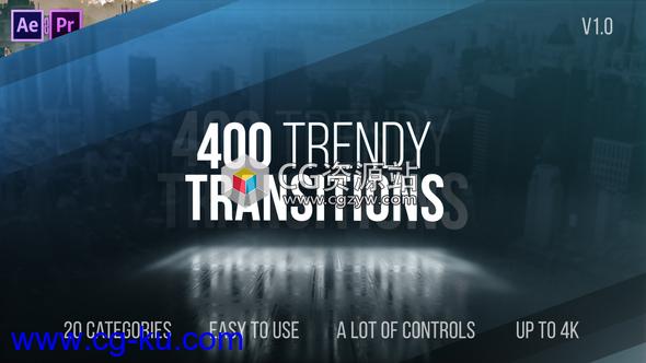 AE模板-500组时尚故障水墨视频转场过渡包预设 Trendy Transitions的图片1