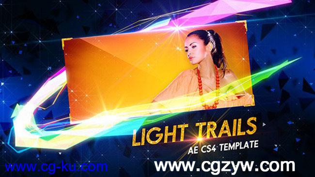 AE模板-时尚轨迹拖尾照片展示动画 VideoHive Light Trails的图片1