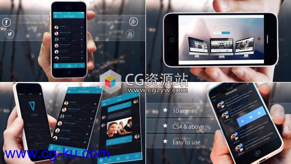 AE模板-手持触摸手势iphone移动应用程序手机APP展示片头动画的图片1