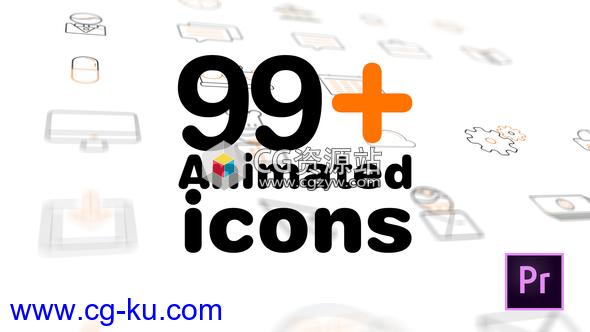 PR预设-99个线框图标ICON动画 99+ Icons Mogrt的图片1