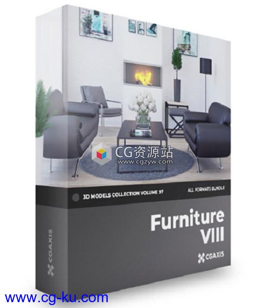 32组客厅家具皮革扶手椅沙发3D模型 CGAxis 第97的图片1
