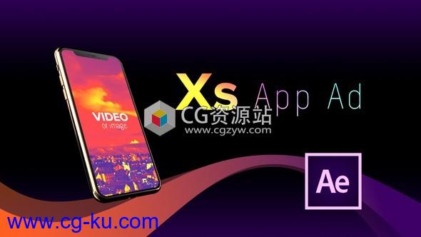 AE模板-iPhone XS手机APP展示广告标题排版介绍片头 Phone Xs App Ad的图片1