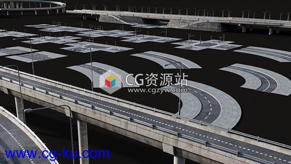 C4D/E3D模型包立交桥/高速公路标志/广告牌和交通标志的图片1