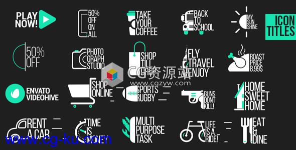 AE模板-创意图标文字标题动画 Icon Titles的图片1