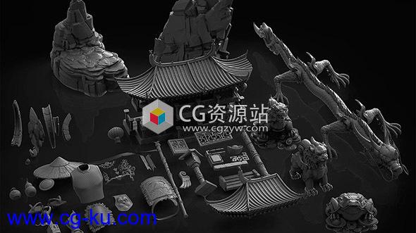 中国古代建筑人物服饰龙狮蛤蟆游戏3D模型(OBJ/ZBP/ZTL格式)的图片9