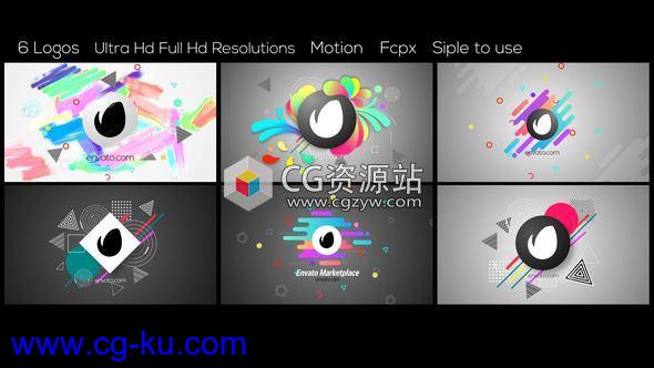 FCPX + Apple Motion模板-创意彩色图形Logo动画 Abstract Logos的图片1