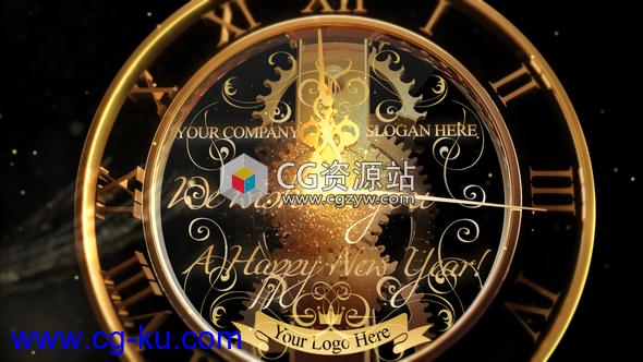 AE模板-2019新年焰火魅力四射黄金时钟倒计时动画V2的图片1