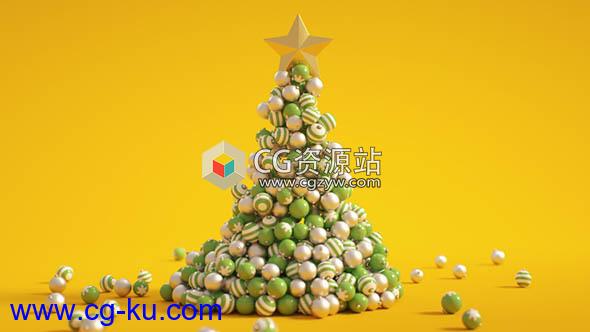 小球汇聚圣诞树动画C4D教程Cinema 4D – How to Build an Animated Christmas Tree Tutorial的图片1