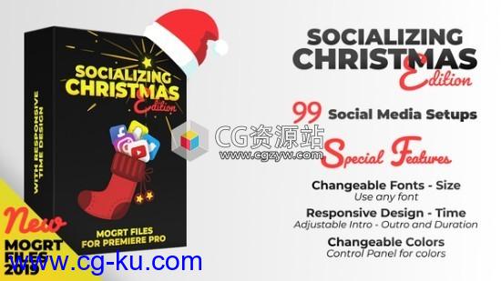 PR预设-圣诞快乐社交媒体字幕动画Socializing – Christmas Edition | MOGRT files for Premiere PRO的图片1