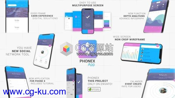 AE模板-iPhoneX应用App推广视频手机多屏幕UI设计界面动画 Phonex App Promo Kit的图片1