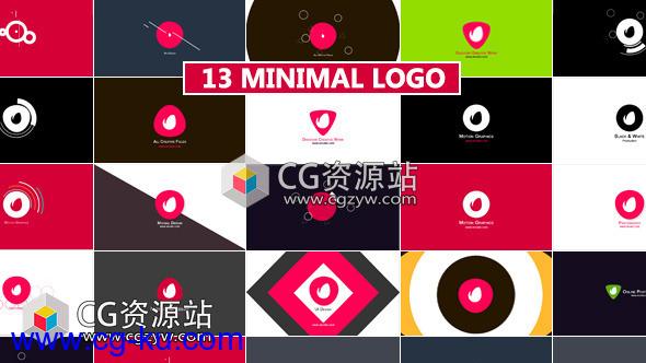 AE模板-13组扁平化风格logo展示Minimal Logo Reveal的图片1