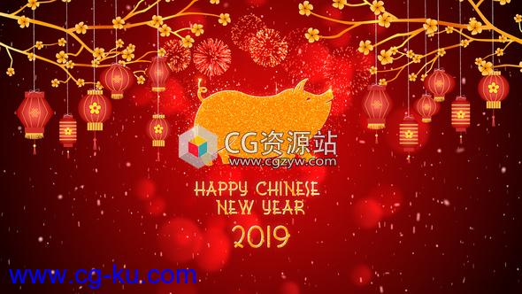 AE模板-2019年中国新年喜庆灯笼祝福片头Chinese New Year 2019的图片1