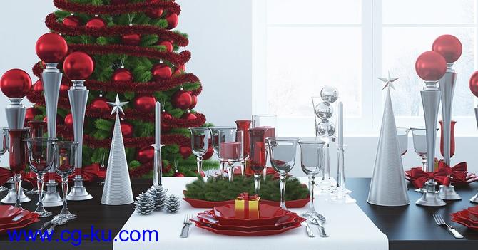 30个三维圣诞树花环餐桌装饰品模型合辑CGAxis第39卷 (C4D/MAX/OBJ/FBX)的图片2