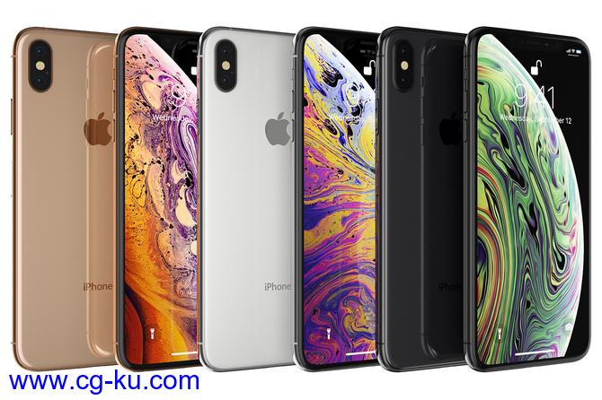 全色彩苹果手机3D模型 Cubebrush – Apple iPhone X + XS MAX (MAX/OBJ/E3D/3DS格式)的图片2