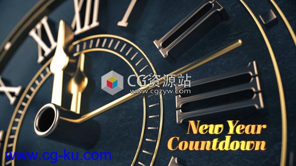 AE模板-新年倒计时金色时钟新年快乐片头Elegant New Year Countdown的图片1