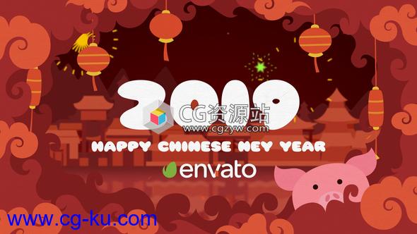 AE模板-2019新年中国新年卡通片头 Chinese New Year的图片1