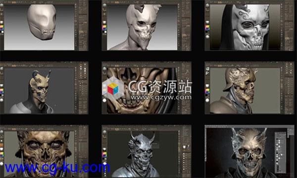 Zbrush骷髅王概念艺术角色模型雕刻制作视频教程的图片1