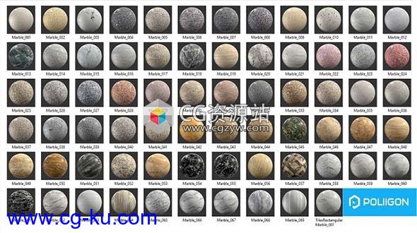 70种大理石PBR材质纹理贴图合集Poliigon Marble Collection的图片1