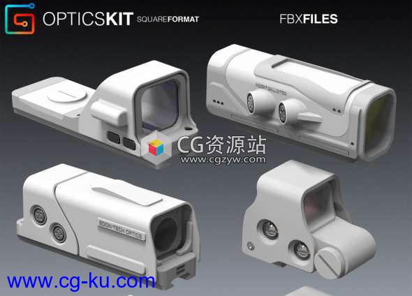 瞄准镜3D模型 Gumroad – Optics Kit – Square Format的图片1