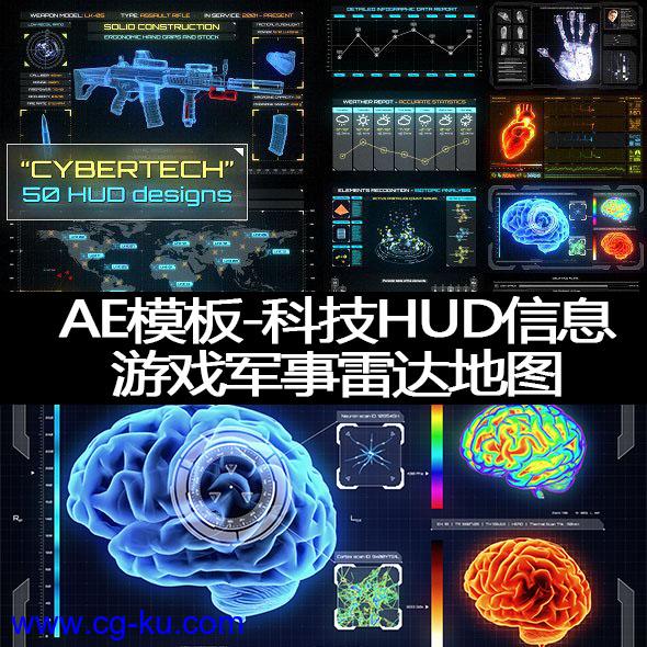 AE模板-科技HUD信息元素包游戏军事雷达地图的图片1