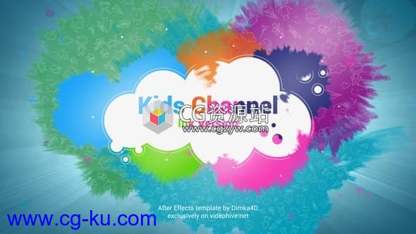 AE模板-多彩水墨遮罩快乐儿童视频开场 Kids Channel的图片1