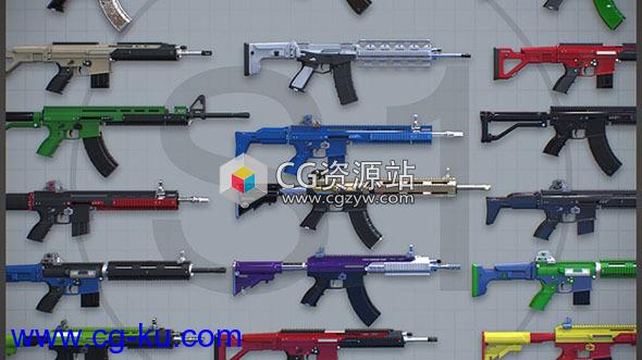 74款枪支步枪3D模型 Flippednormals – Build A Gun – 3D Kitbashing Starter Set and Bashmesh Bundle的图片1