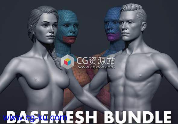 男女角色人物3D模型 Flippednormals – Basemesh Bundle的图片1