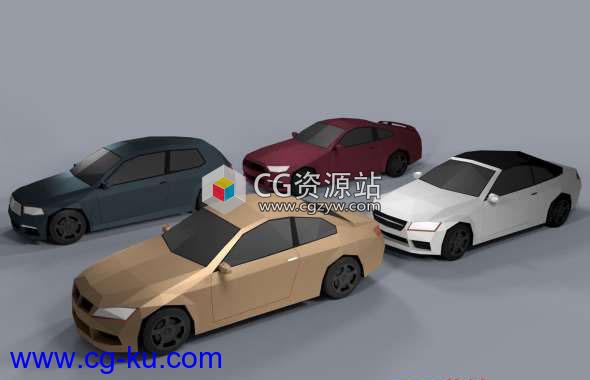 低多边形卡通汽车3D模型 CGTrader – Low Poly Cartoon Cars Low-poly 3D model的图片1