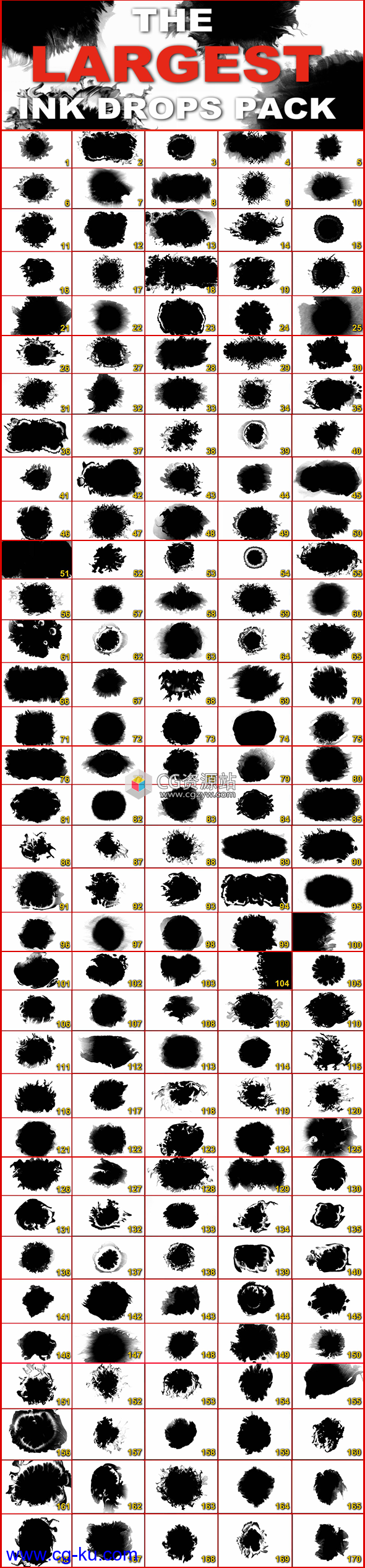 视频素材-170个水墨滴落晕开扩散动画4K视频素材 Ink的图片3