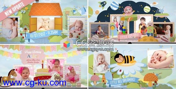 AE模板-卡通儿童婴儿相册照片展示 Hey, I’m Turning One! – Baby Birthday Album的图片1