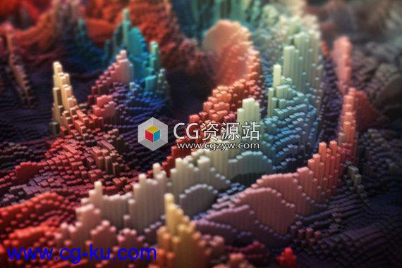 Stardust插件创建抽象3D景观柱体针山动画AE教程 Stardust Abstract Landscape Tutorial的图片1