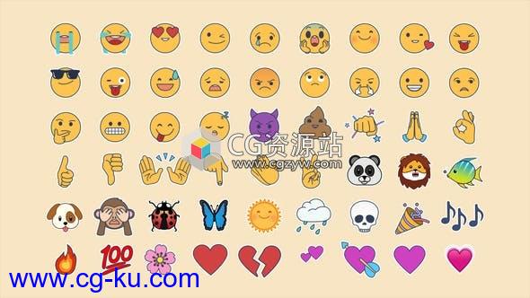 AE模板-55个社交网络Emoji表情动画+视频素材的图片1