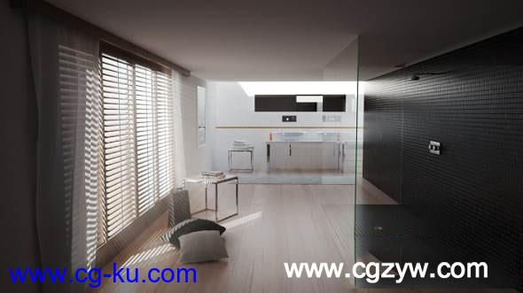 Cinema 4D教程VrayForC4D室内灯光渲染教程 CurseStudio Interior Bathroom VrayForC4D 附工程文件的图片1