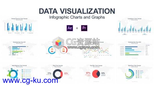 AE模板+PR预设-数据图表柱状图环形饼状图趋势图动画的图片1
