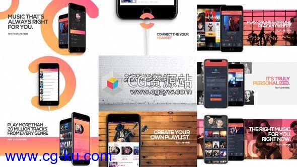 AE模板-iPhone手机APP音乐应用程序展示动画Music App Promo的图片1