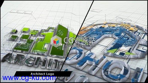 AE模板-公司标志三维建筑搭建Logo动画 Architect and Architecture Company Logo的图片1