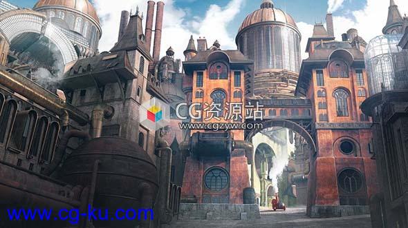 蒸汽朋克城市场景3D模型 Kitbash3d – Steampunk (MAX/MA/OBJ/FBX/MTL格式)的图片1