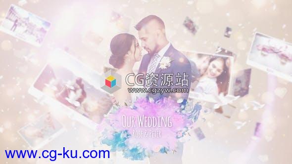 AE模板-唯美粒子花瓣婚礼照片相册片头 Wedding Photo Story的图片1